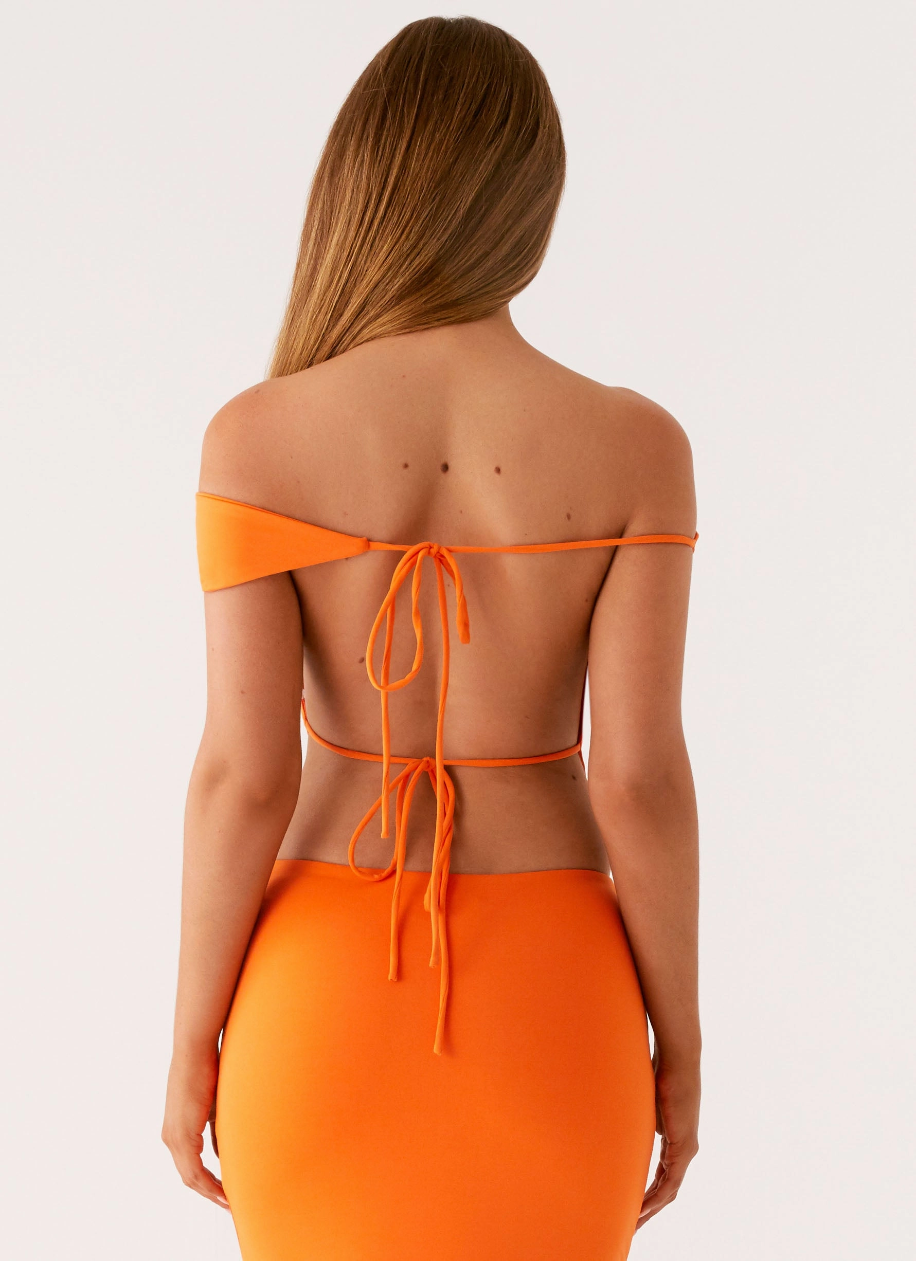 MicrofiberTech Kamara Off Shoulder Top - Orange