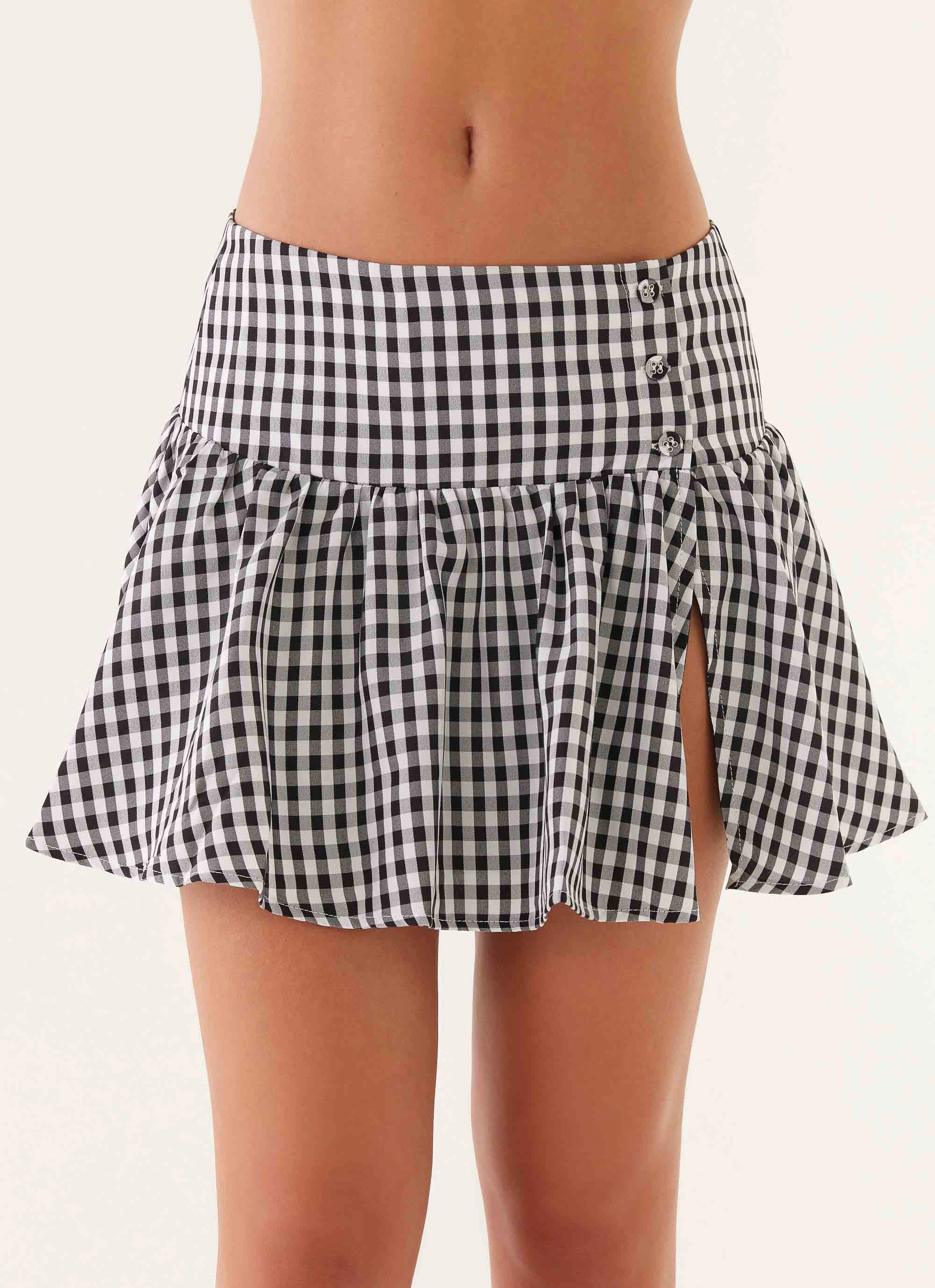 Bellamy Mini Skirt - Black Gingham ThermalInsulation