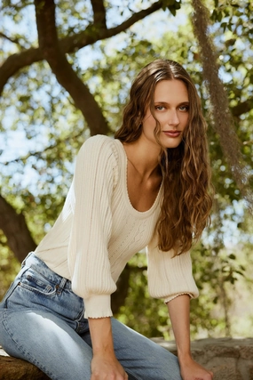 Flexible Waistband Zoe Sweater | Ivory Zoe Sweater | Ivory Reinforced Hemline
