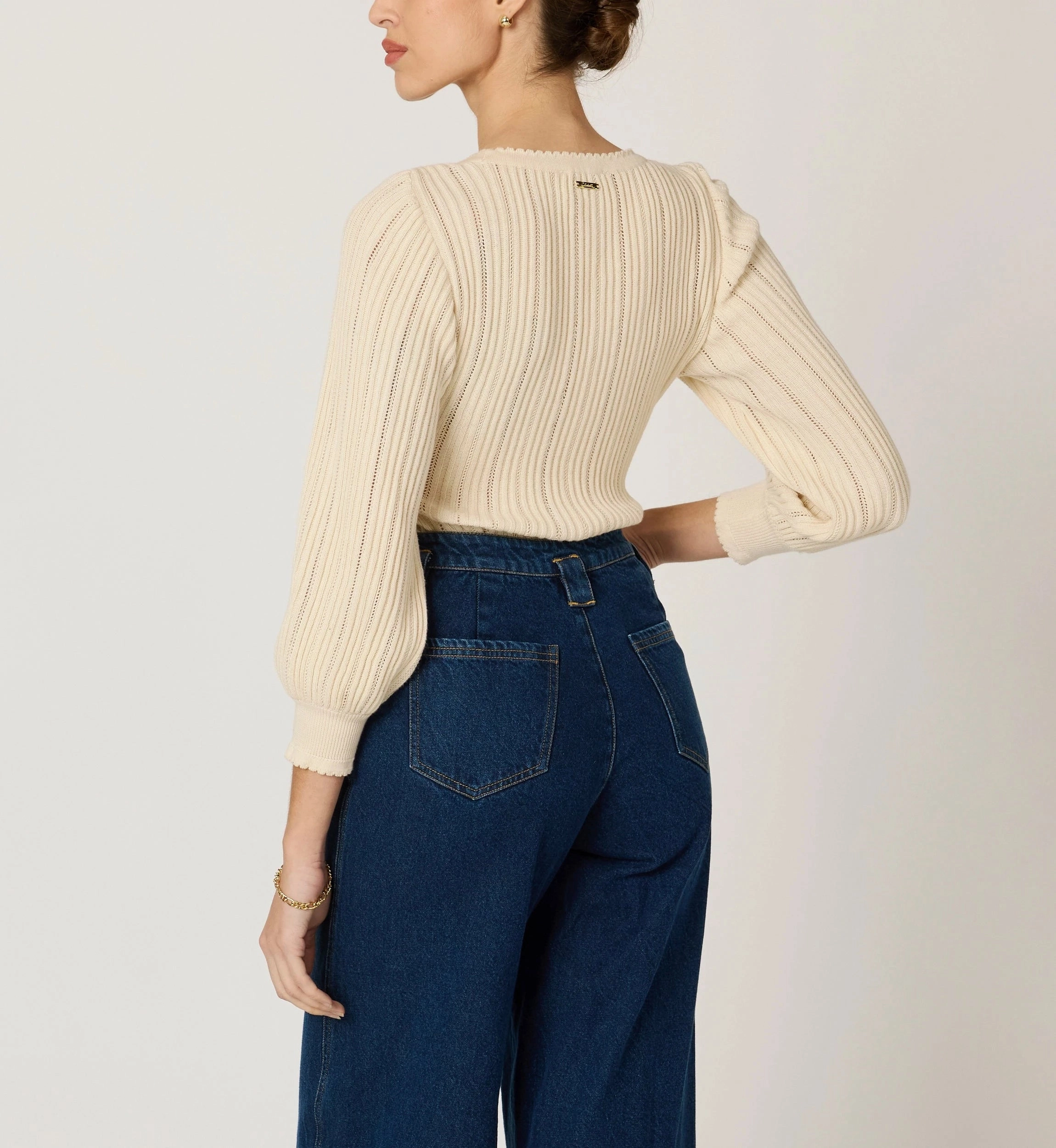 Zoe Sweater | Ivory Modern Silhouette Wrinkle Resistant Weave