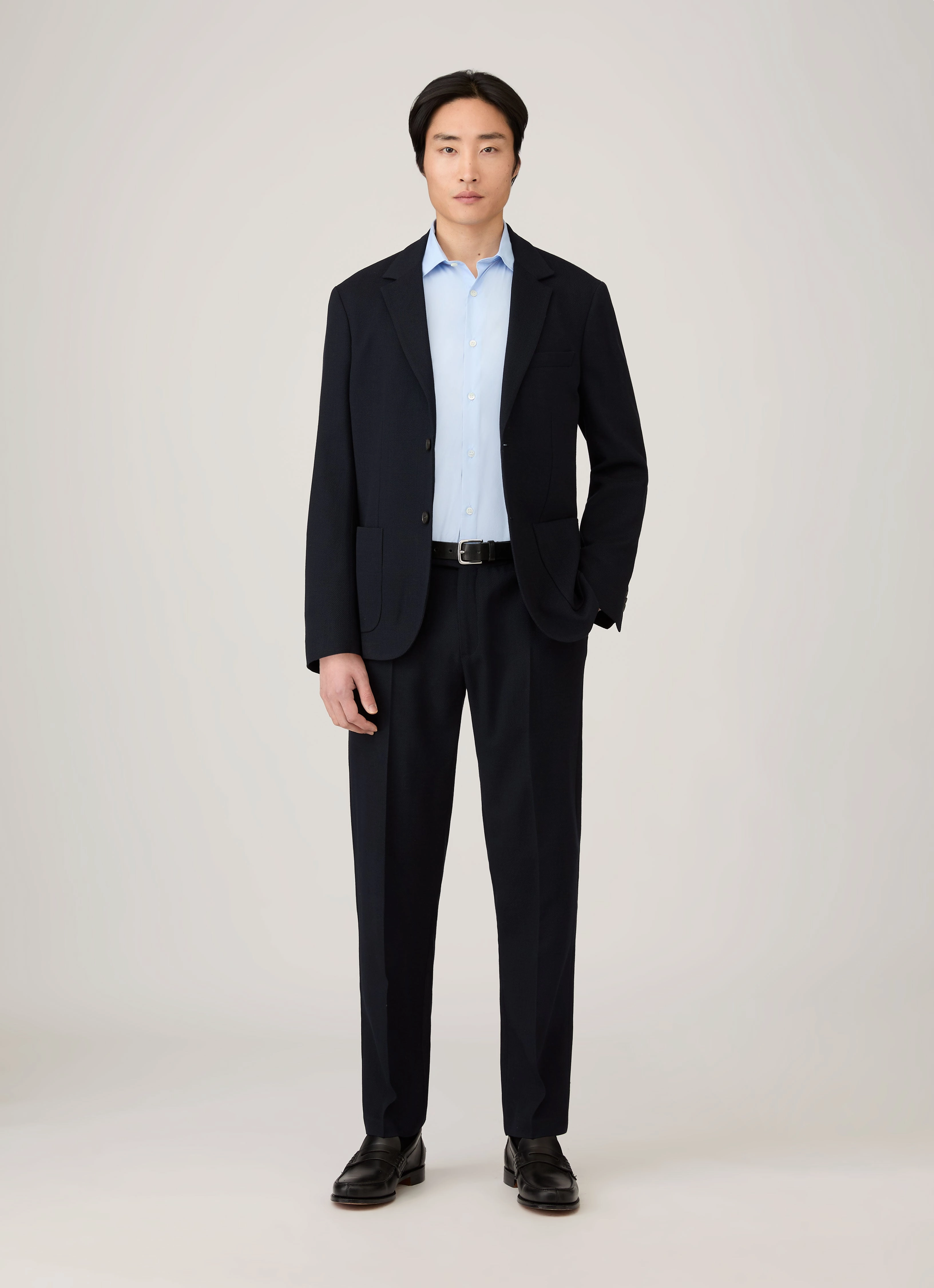 Men's Textured Wool Blazer in Navy Motivate
