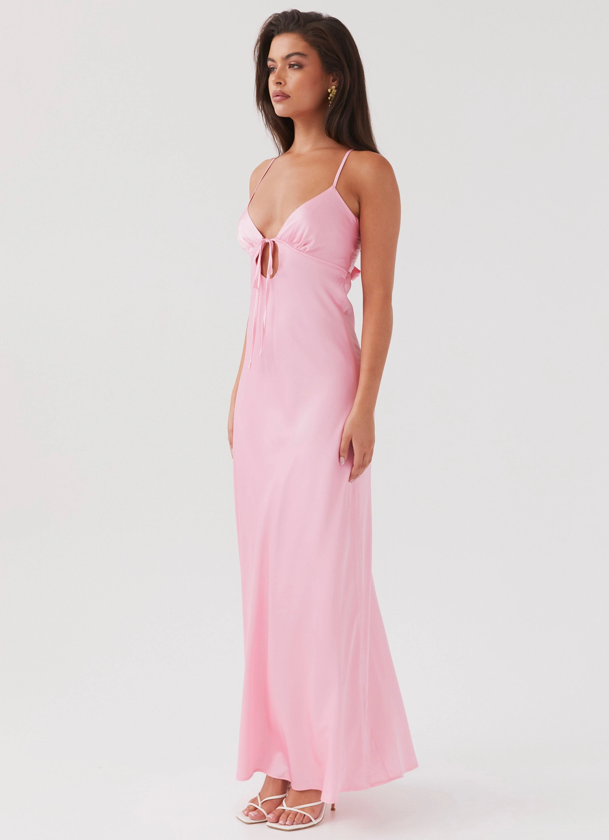 urban vibe Front-Zip Flora Satin Maxi Dress - Candy