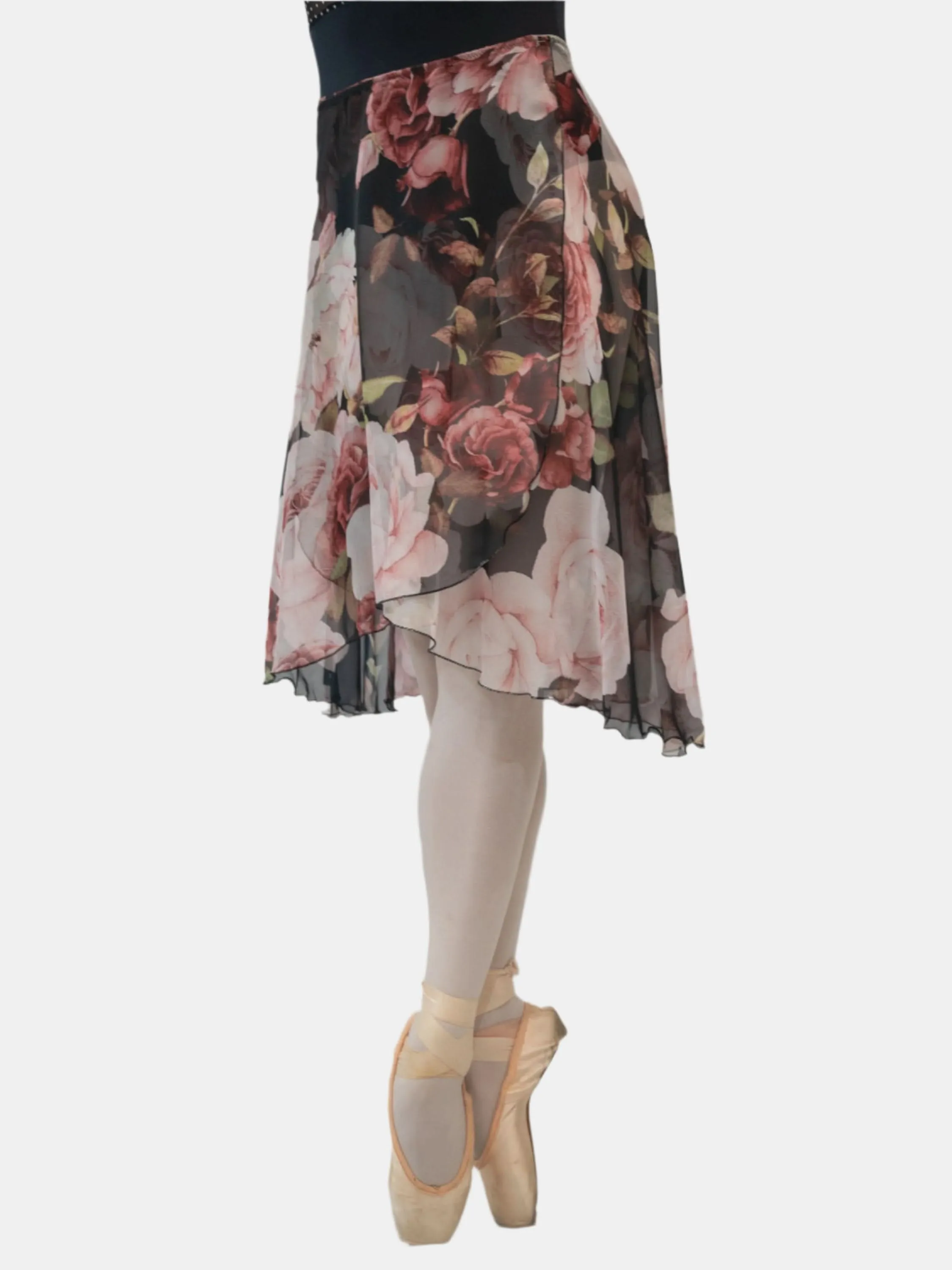 Floral Black Wrap Long Dance Skirt MP310