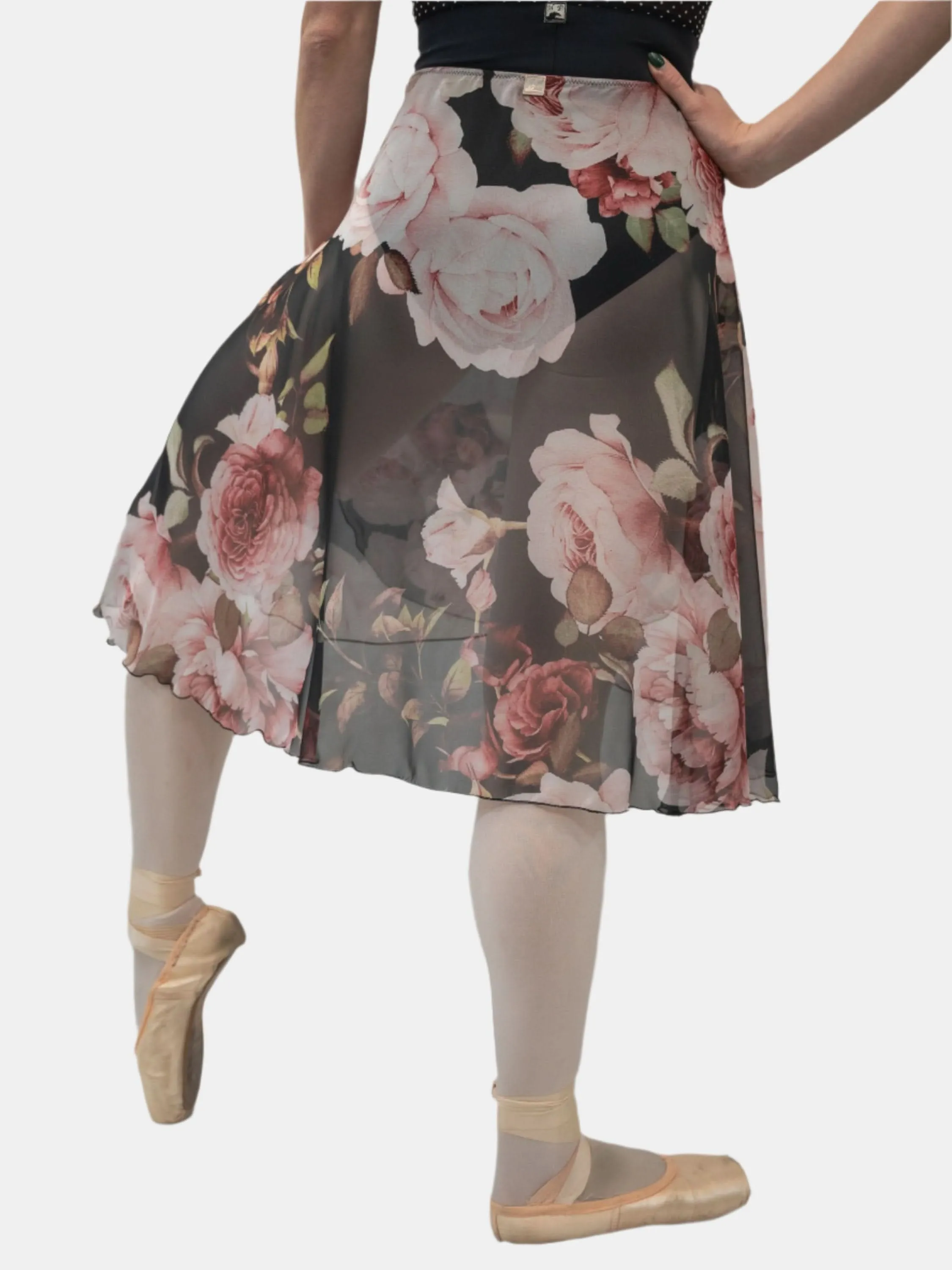 Floral Black Wrap Long Dance Skirt MP310