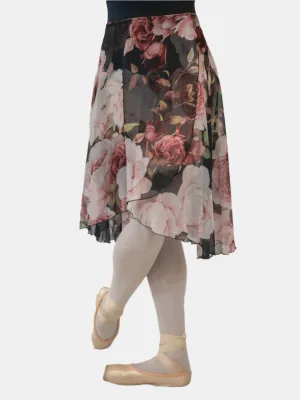 Floral Black Wrap Long Dance Skirt MP310