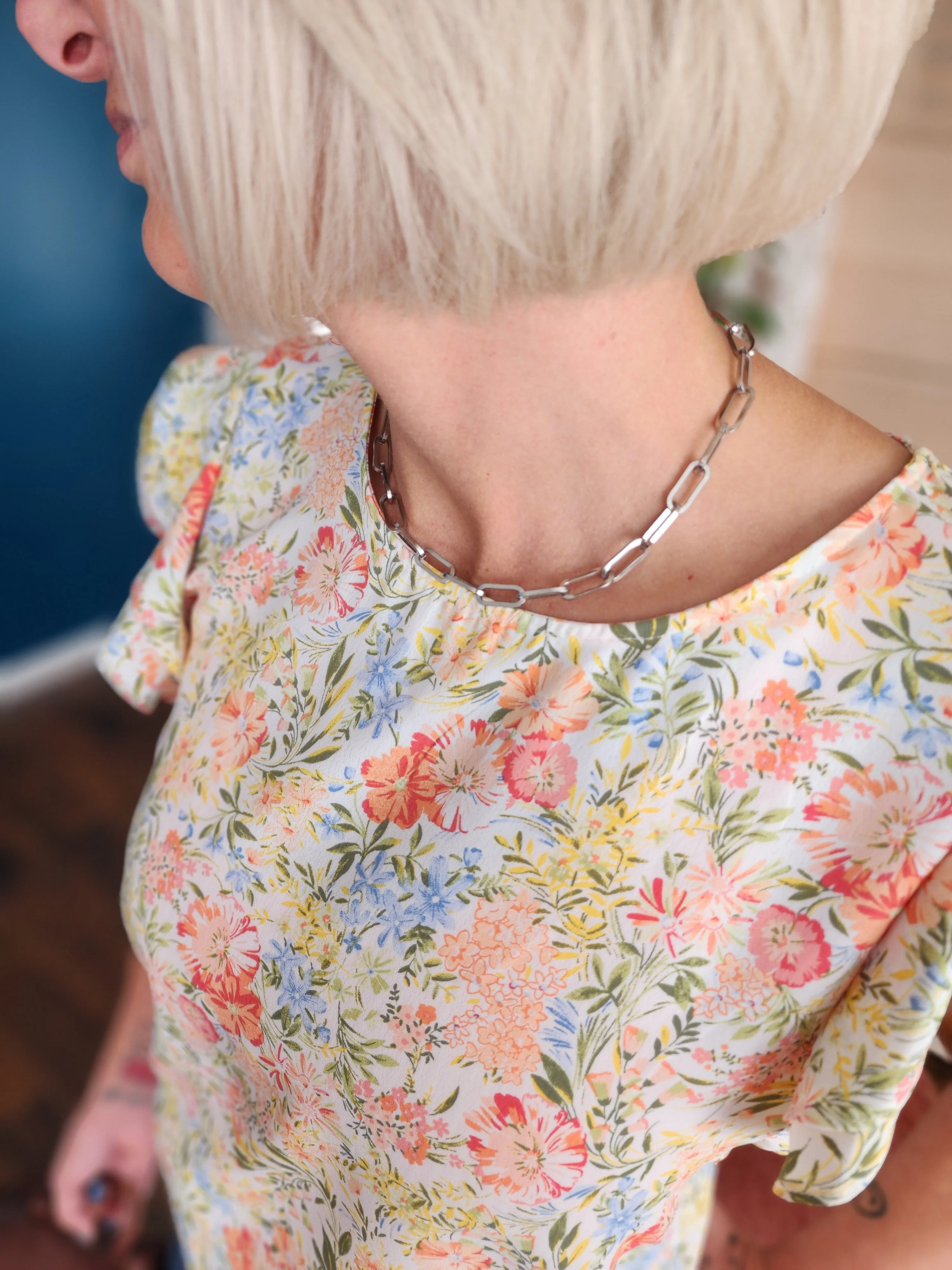 Floral Blouse with ruffle sleeve in sherbert