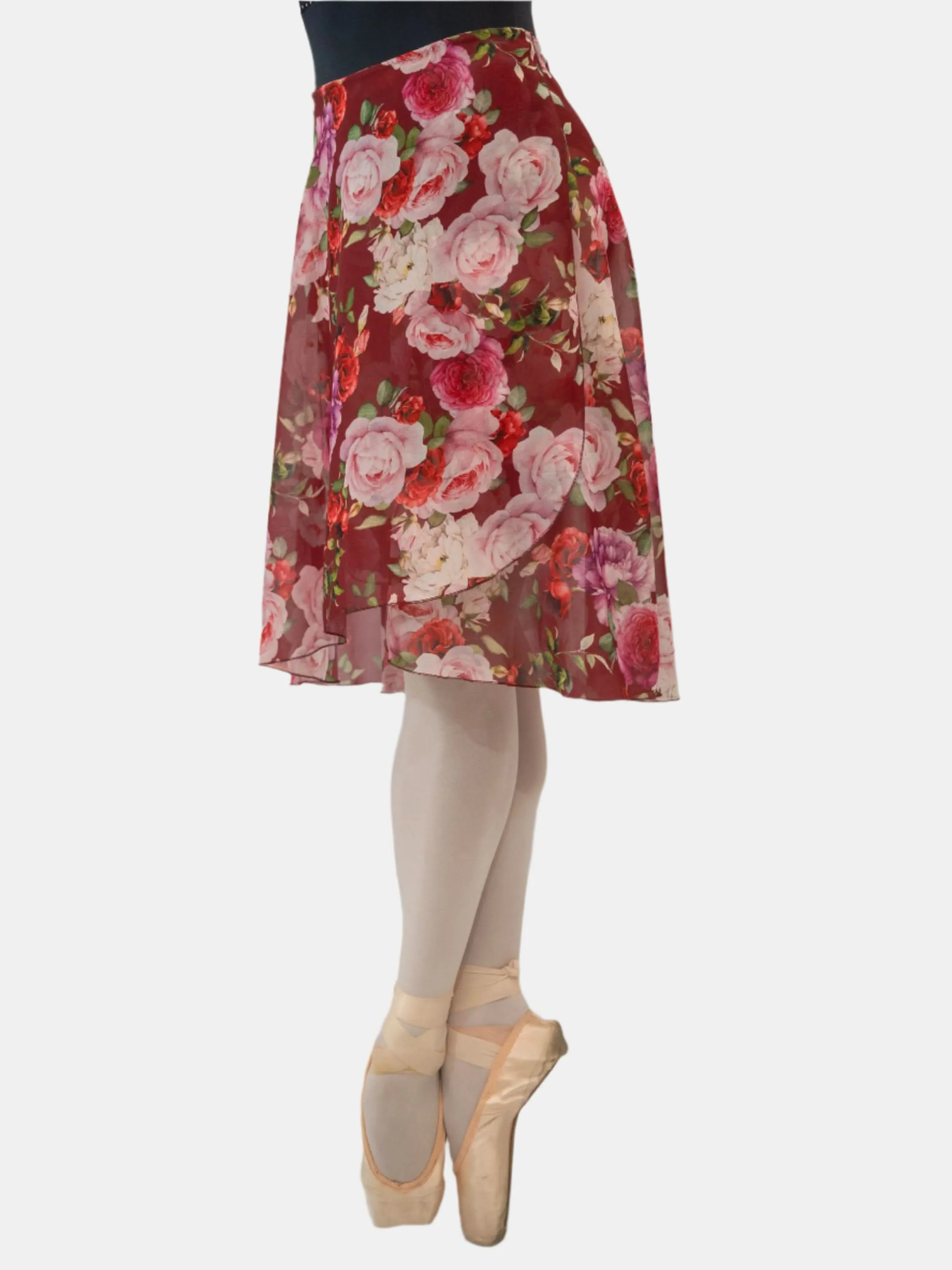 Floral Bordeaux Wrap Long Dance Skirt MP310