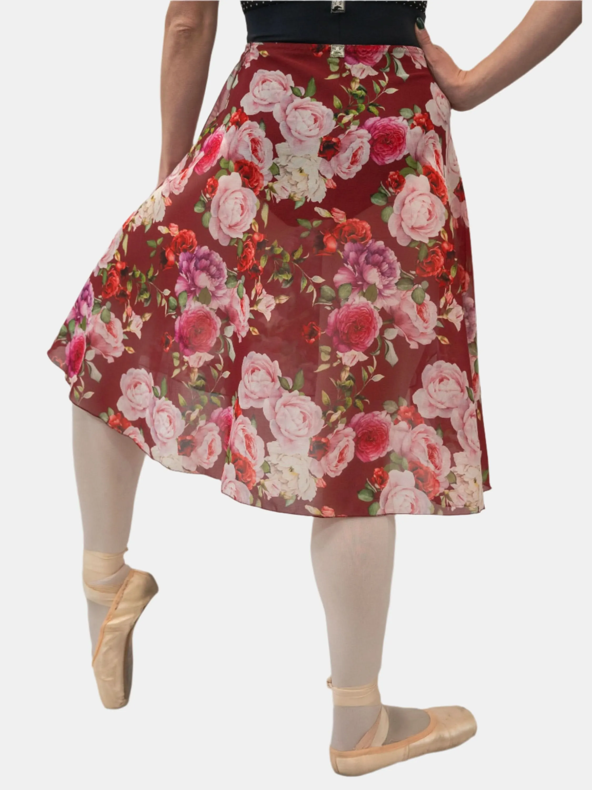 Floral Bordeaux Wrap Long Dance Skirt MP310