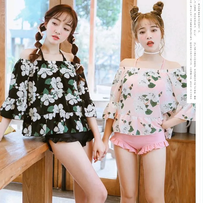 Floral Cover With Bathing Swimsuit Three-Piece AD10071