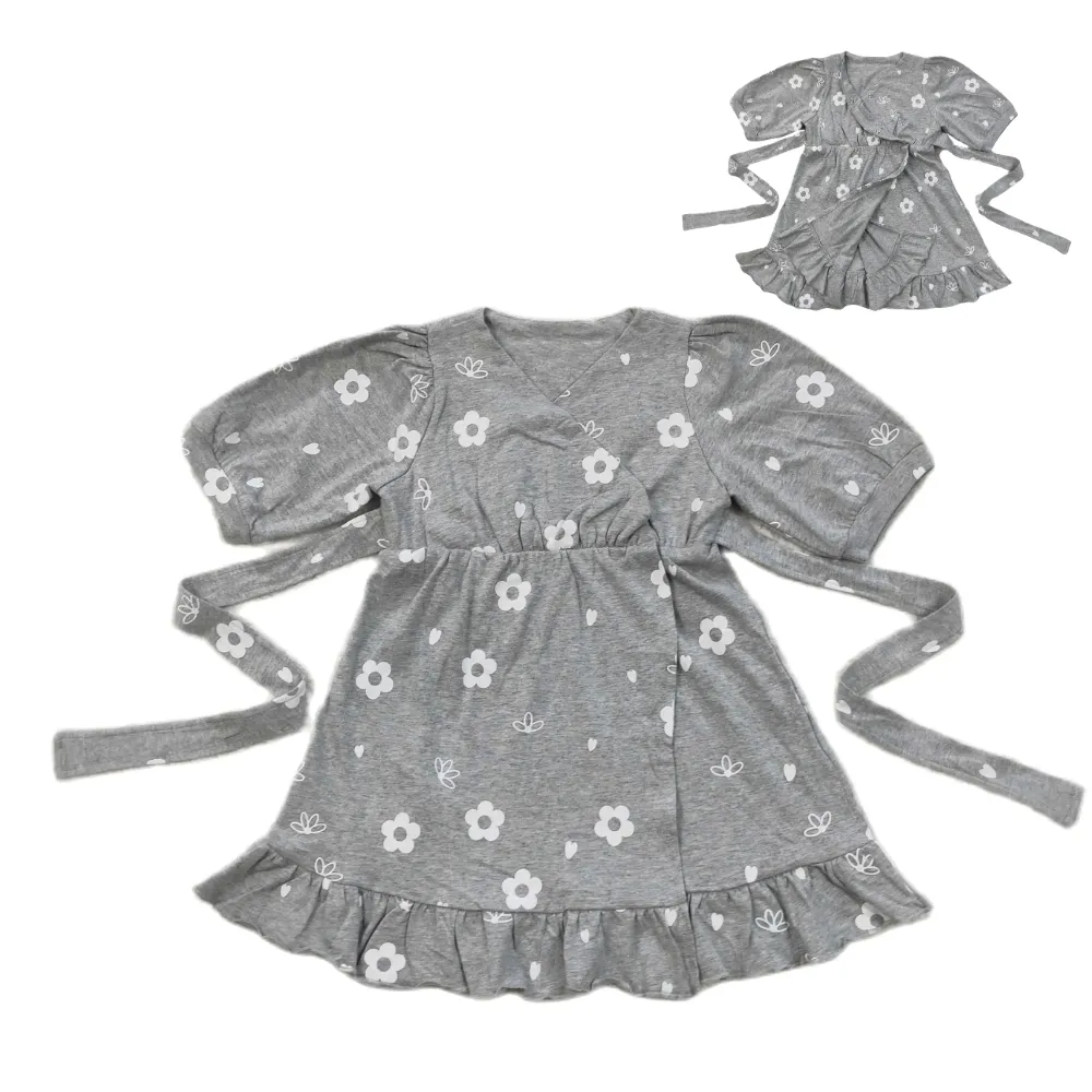 Floral Dress Dreamy Gray Floral Wrap - Kids Clothing