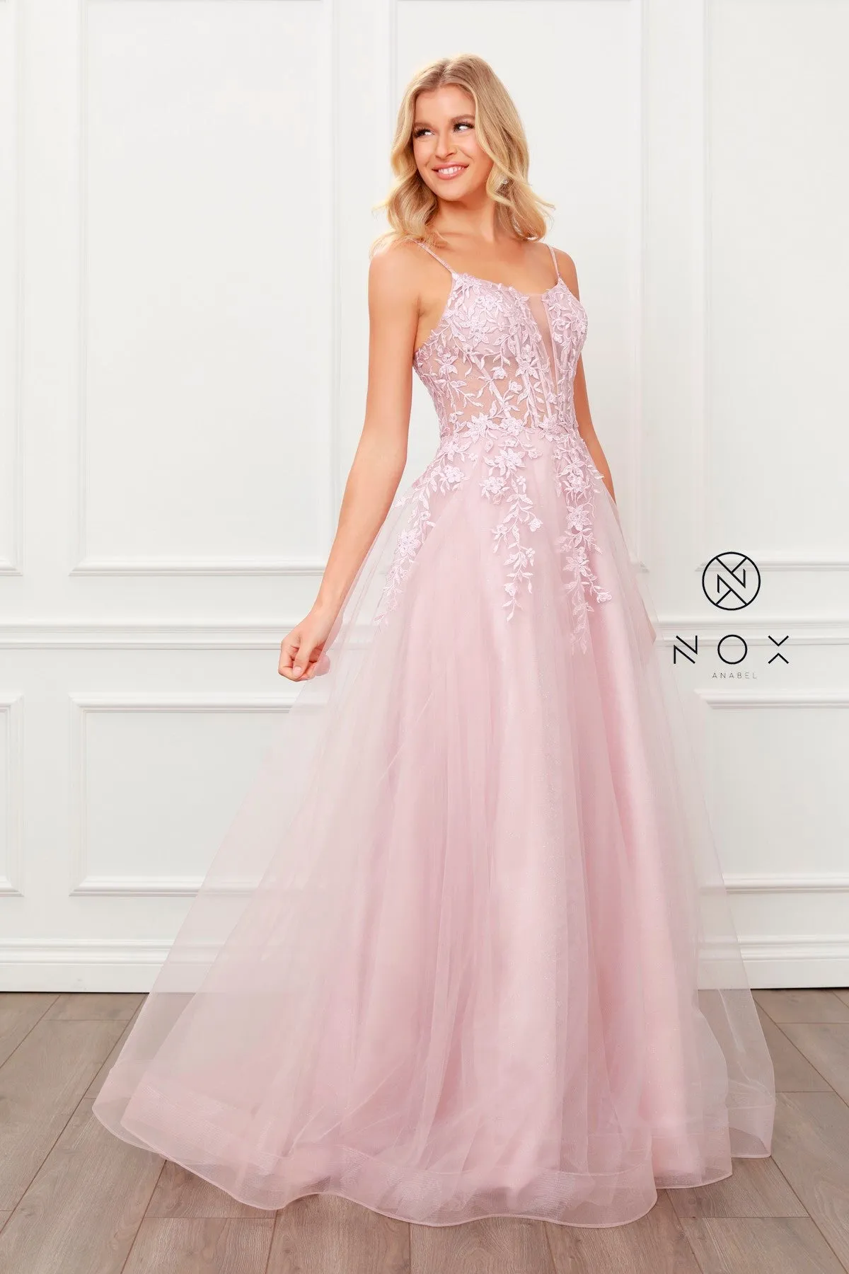FLORAL EMBELLISHED BEADS BODICE A LINE GOWN_T449