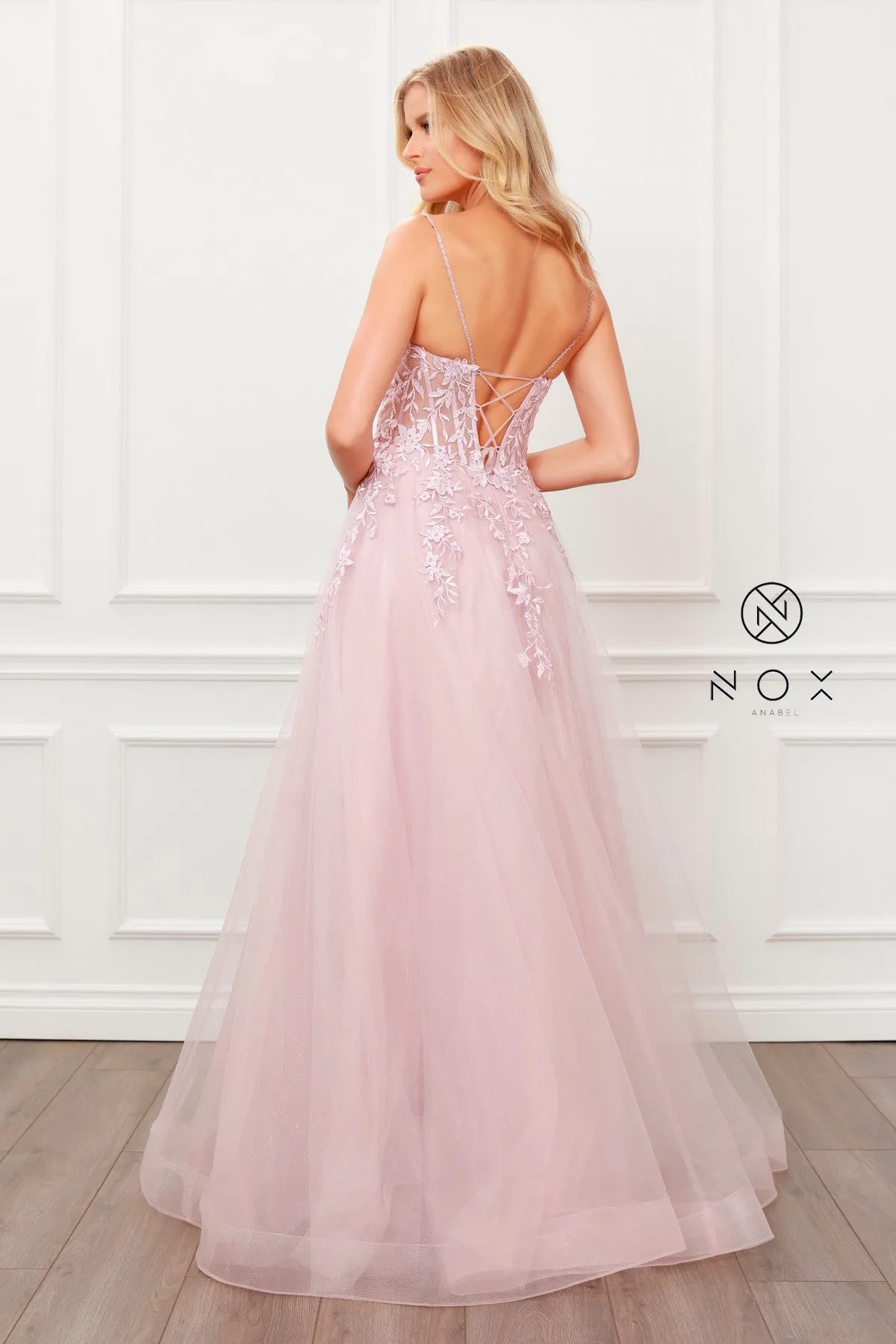 FLORAL EMBELLISHED BEADS BODICE A LINE GOWN_T449