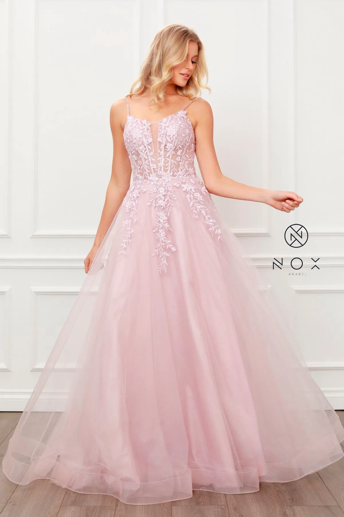 FLORAL EMBELLISHED BEADS BODICE A LINE GOWN_T449
