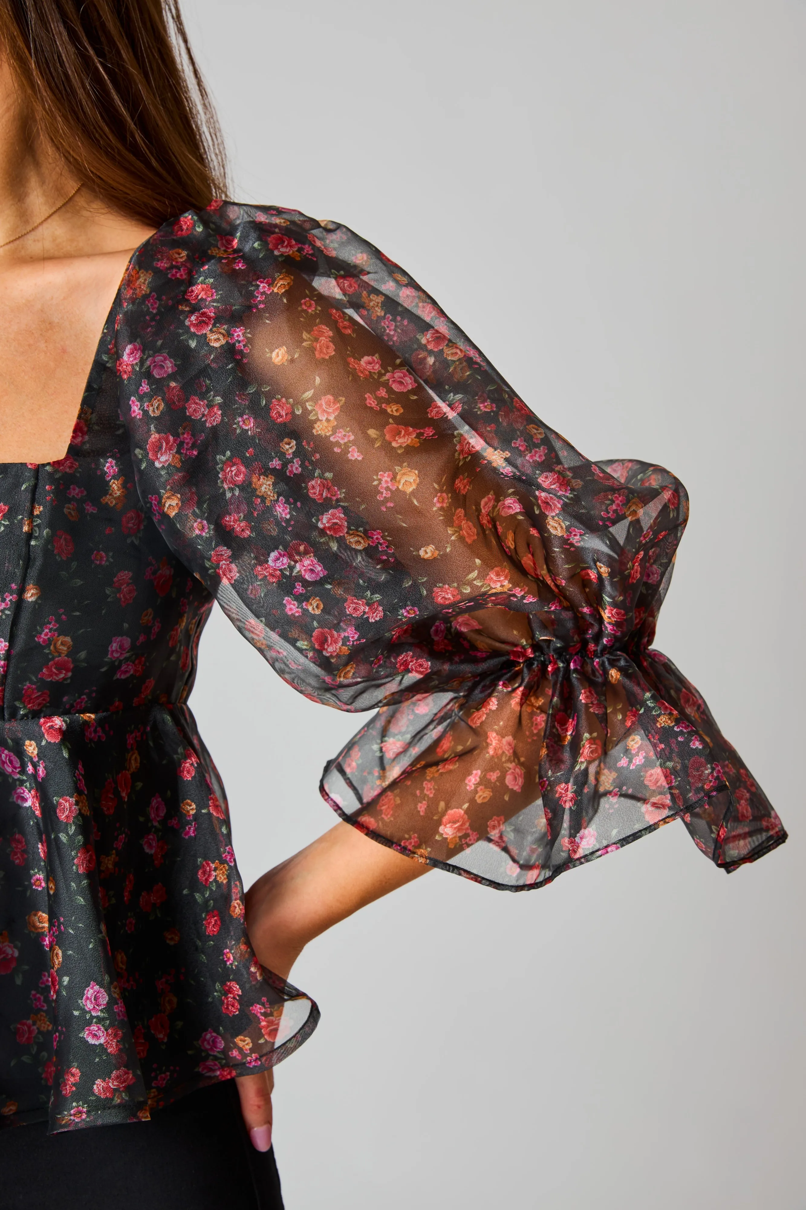 Floral Fantasy Puff Sleeve Top