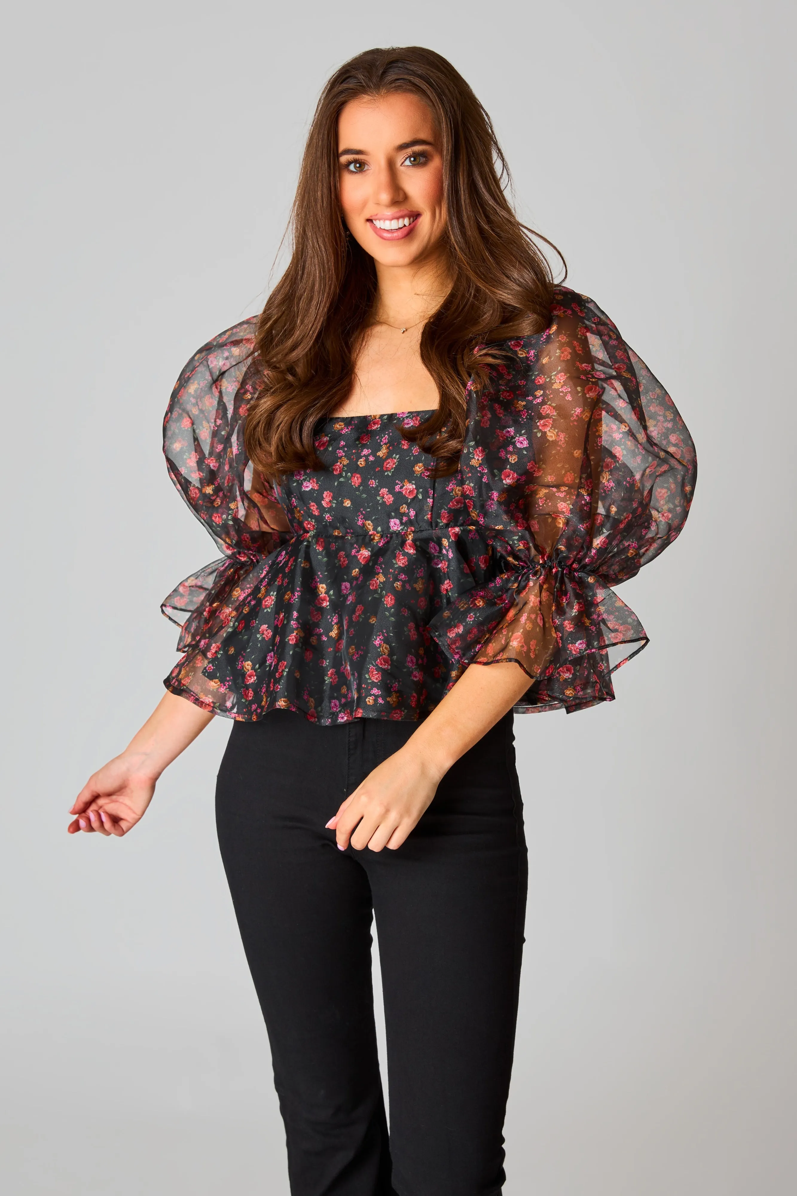 Floral Fantasy Puff Sleeve Top