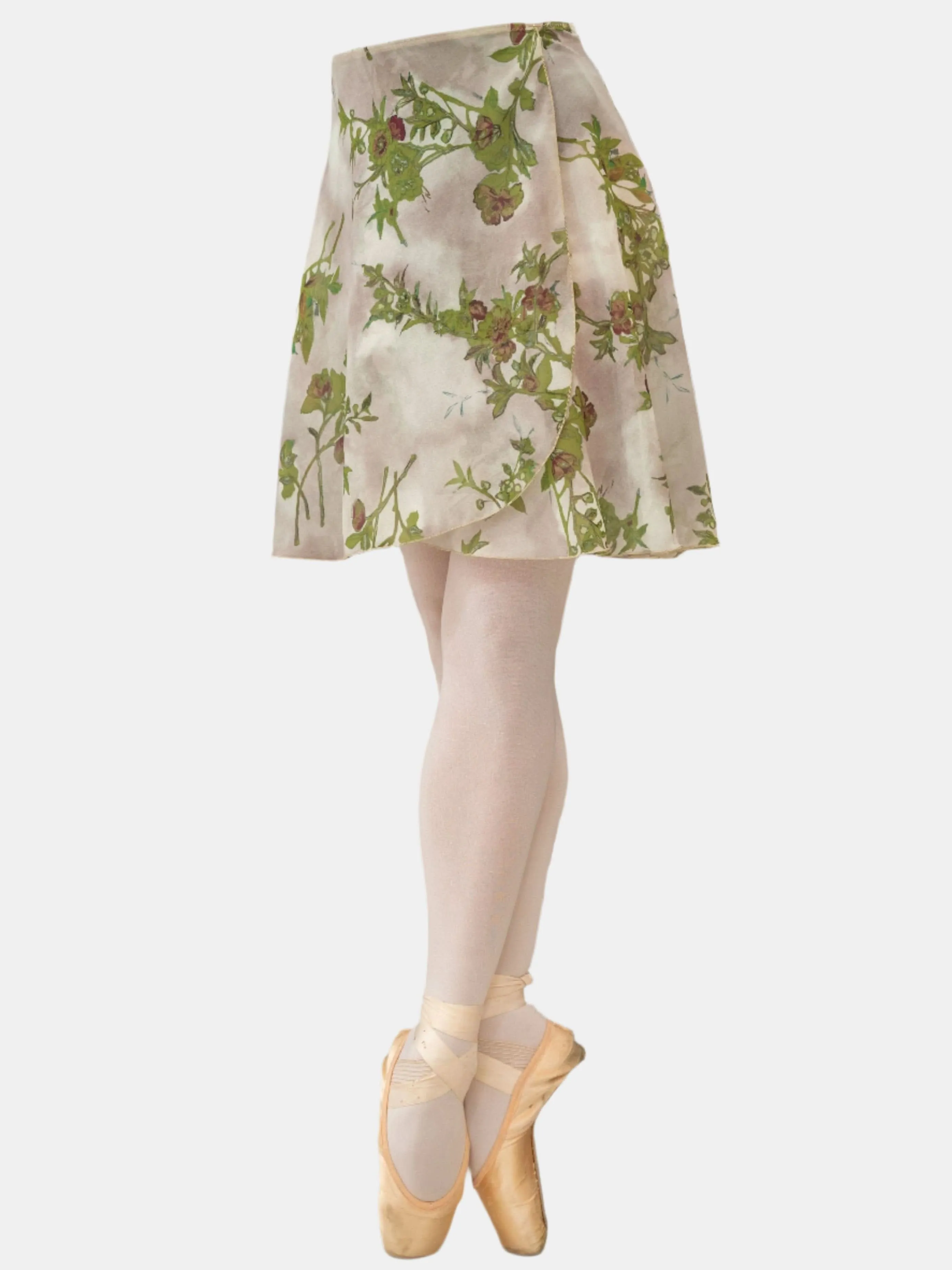 Floral Green Wrap Long Dance Skirt MP339