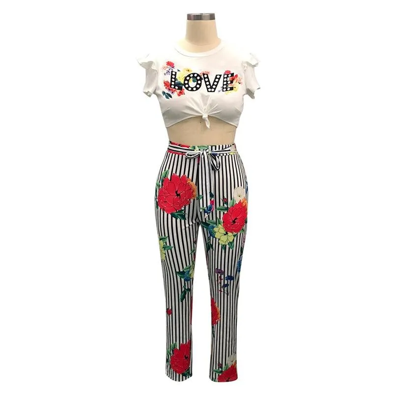 FLORAL LOVE PANTS SET