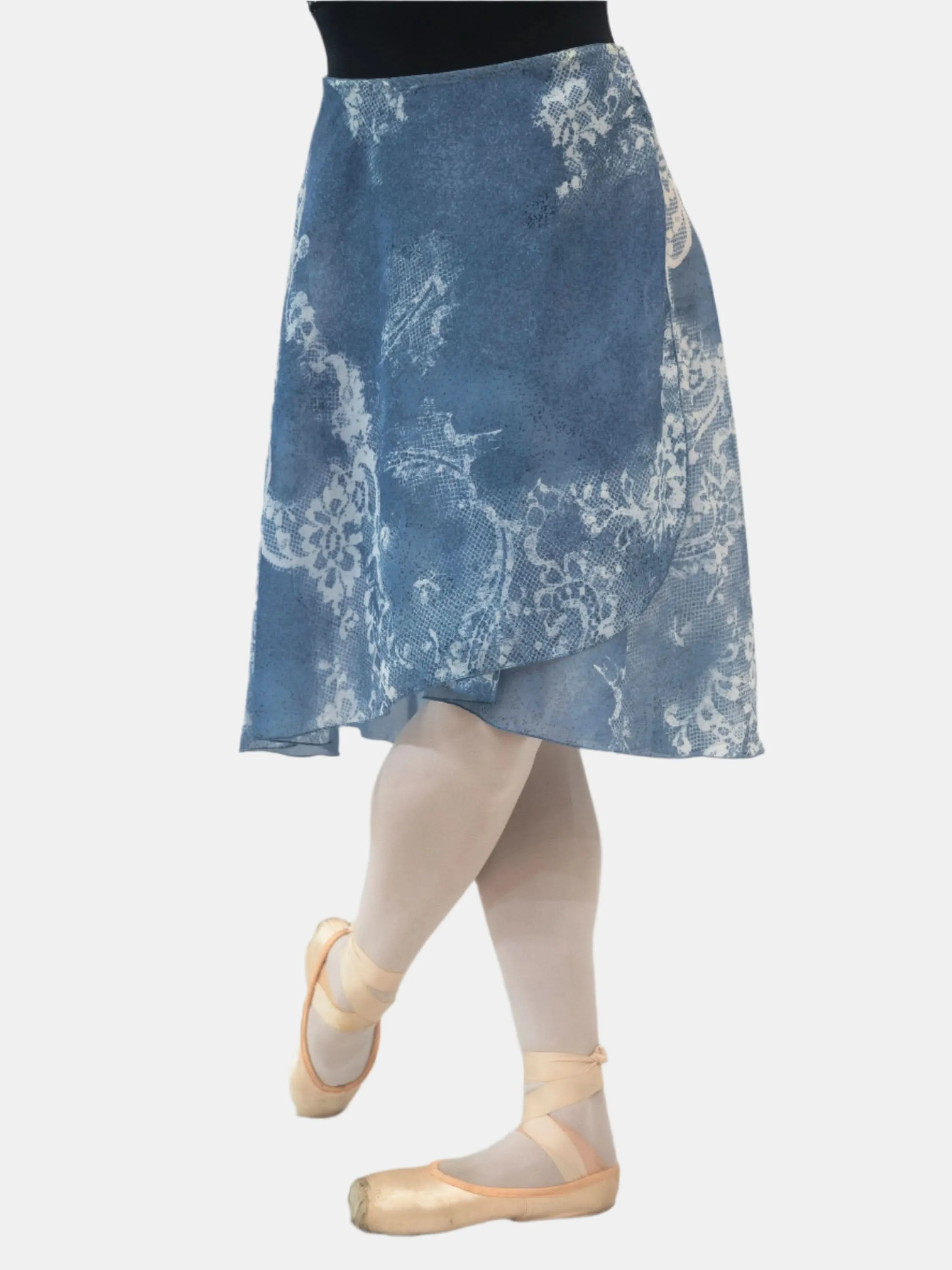 Floral Powder Blue Wrap Long Dance Skirt MP310