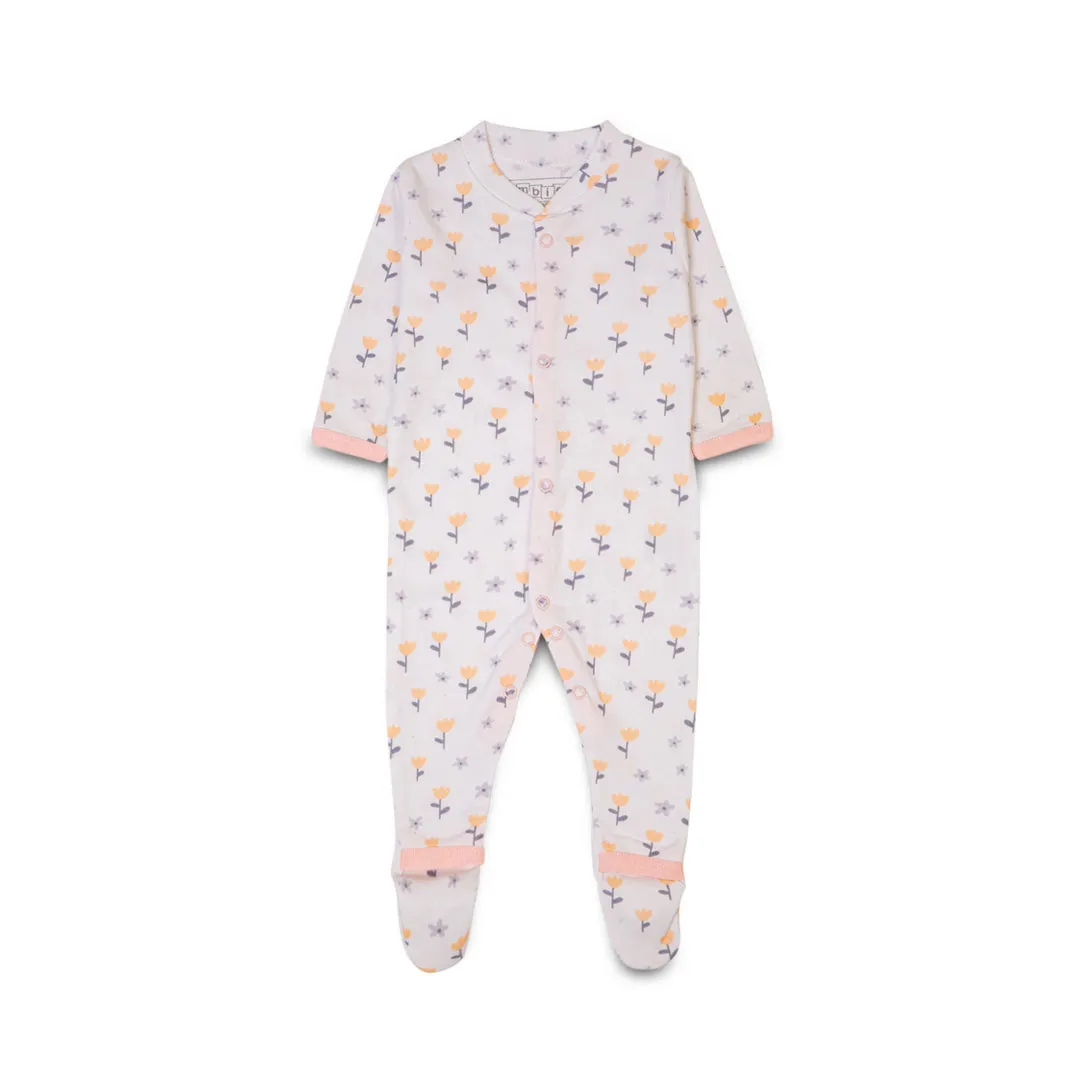 Floral Print Baby Pajamas - Pack of 3