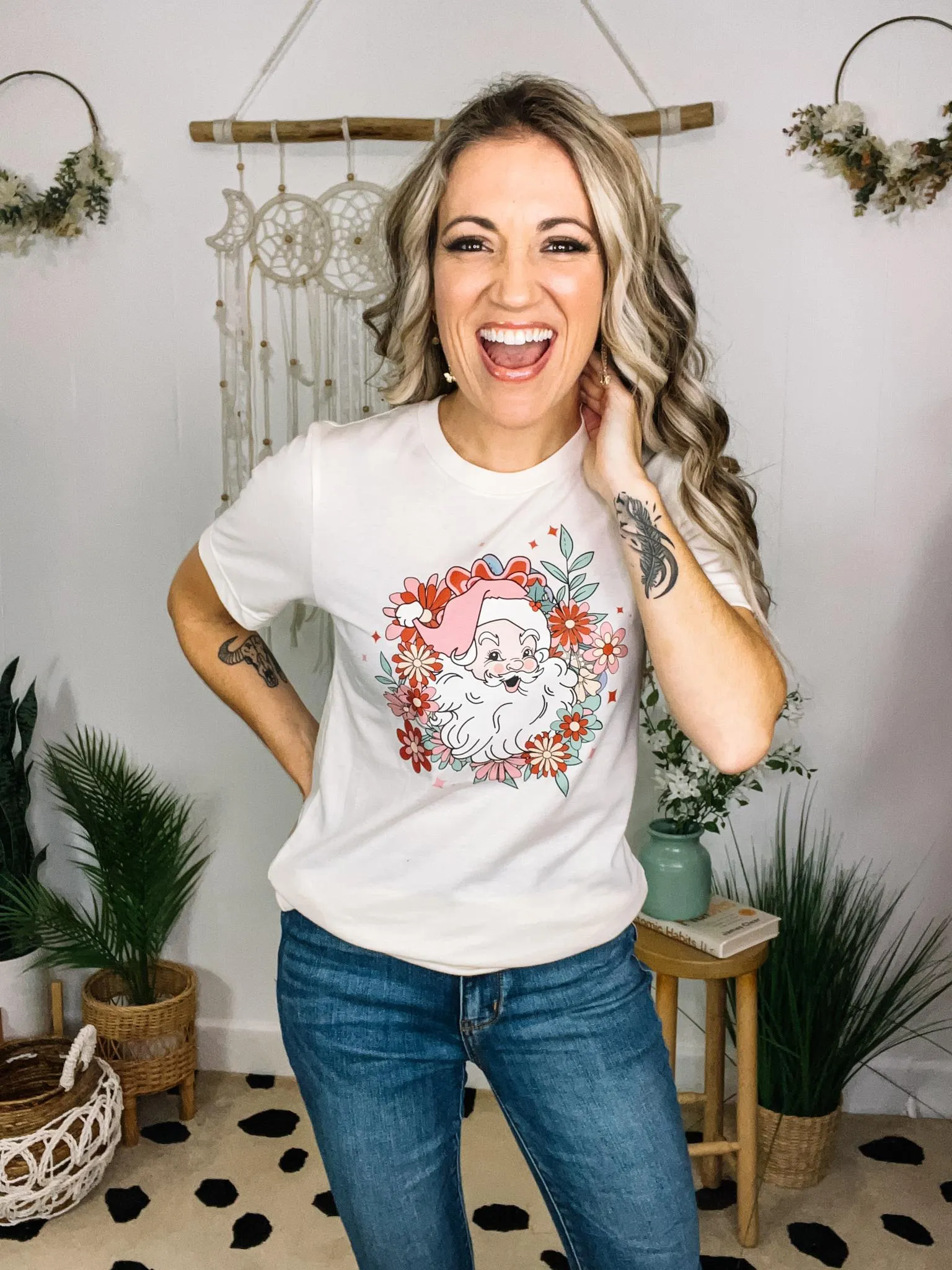 Floral Santa Graphic Tee