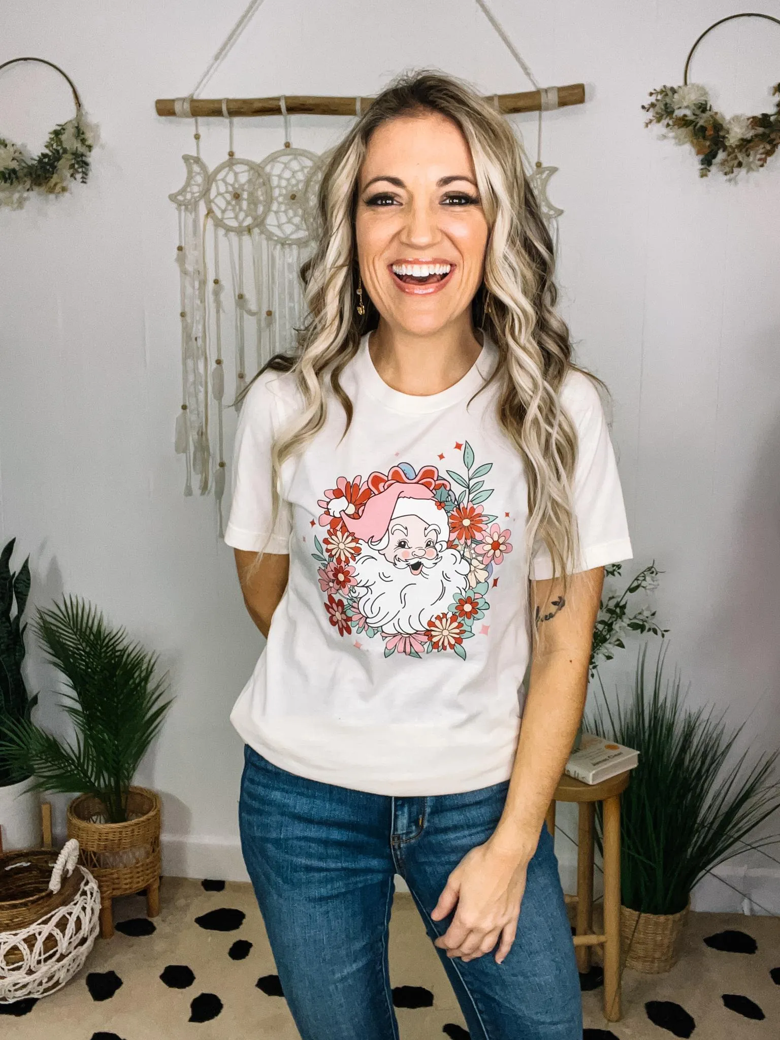 Floral Santa Graphic Tee