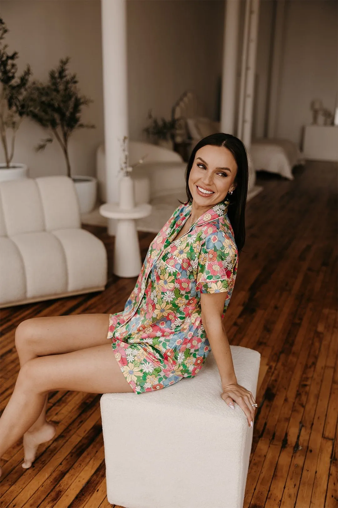 Floral Satin Pajamas Set