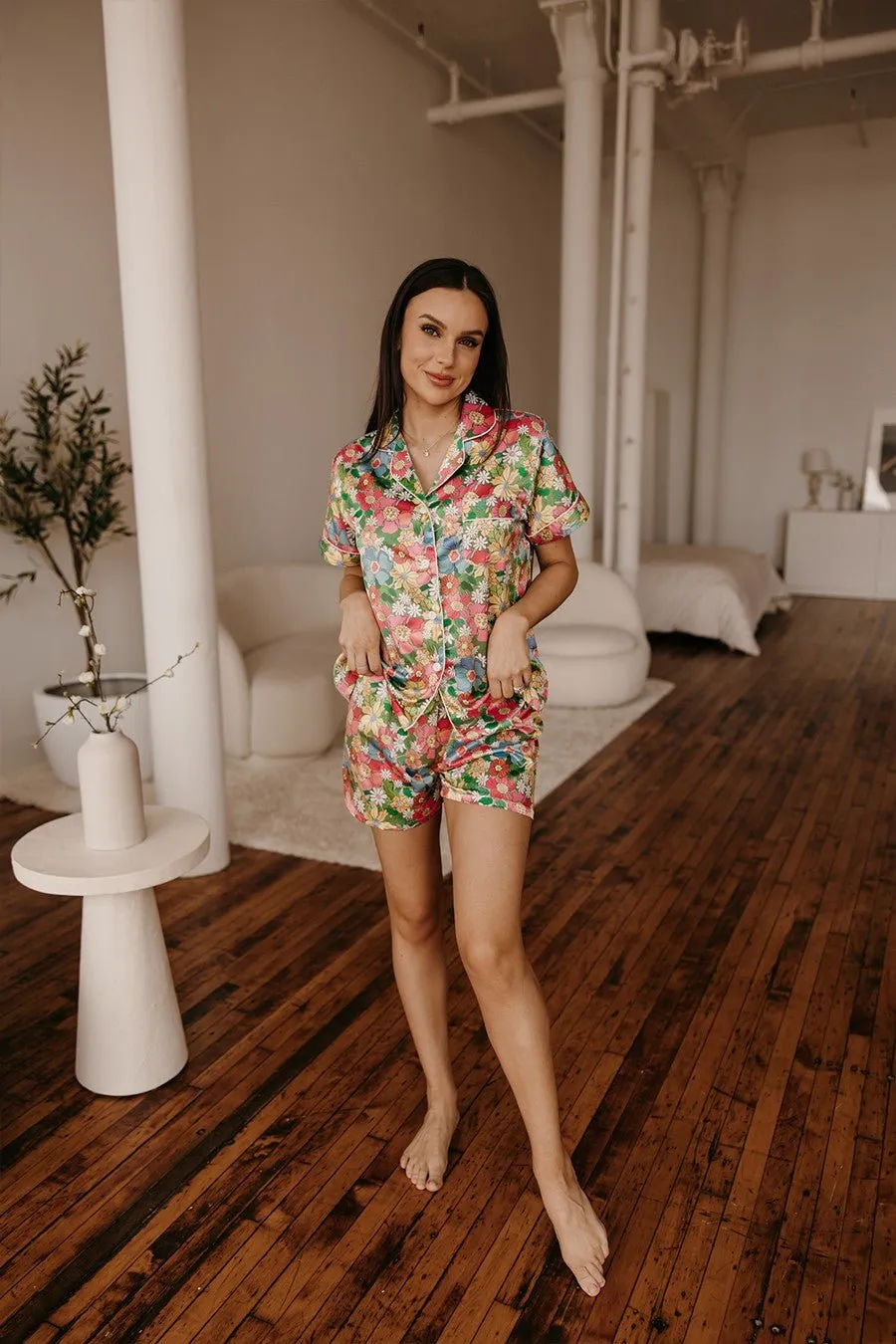 Floral Satin Pajamas Set