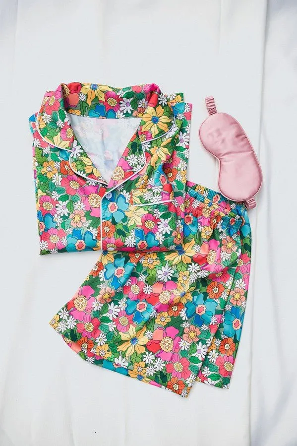 Floral Satin Pajamas Set
