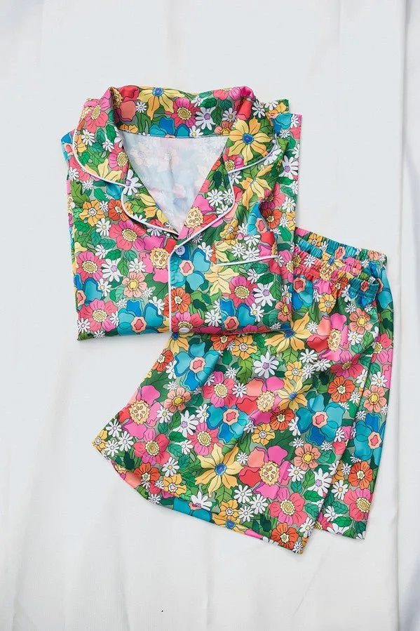 Floral Satin Pajamas Set