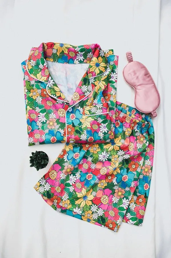 Floral Satin Pajamas Set