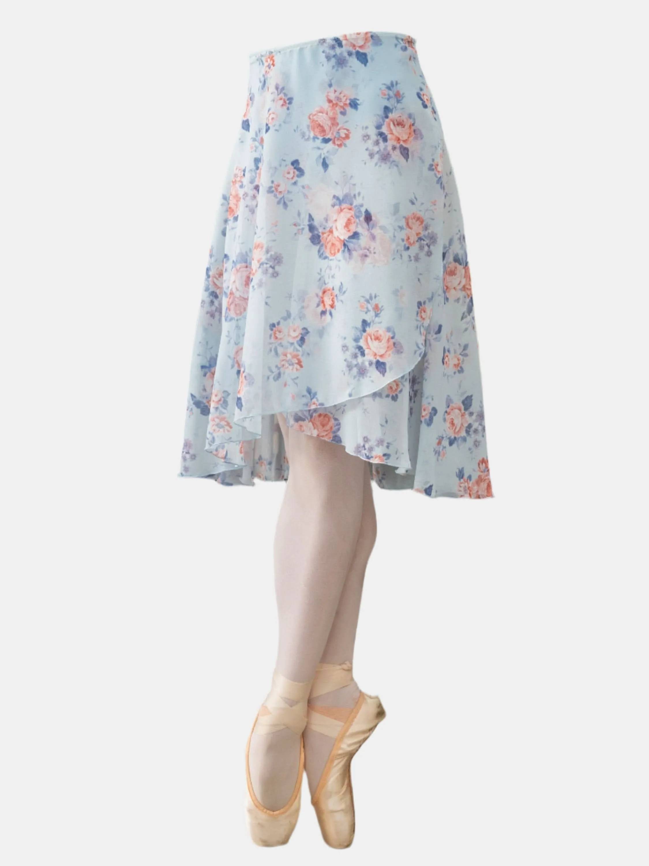 Floral Sky Blue Wrap Long Dance Skirt MP310