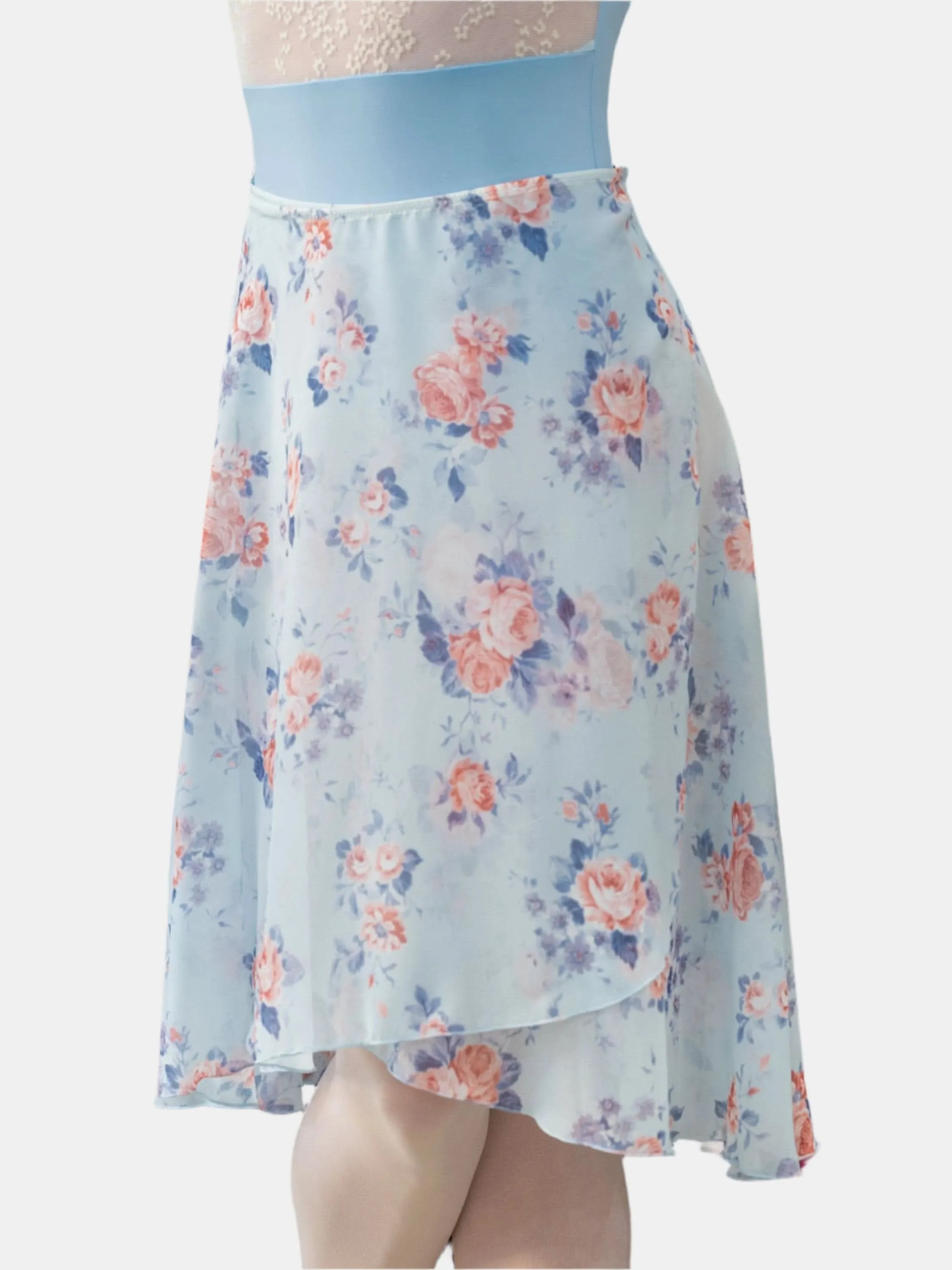 Floral Sky Blue Wrap Long Dance Skirt MP310