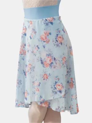Floral Sky Blue Wrap Long Dance Skirt MP310