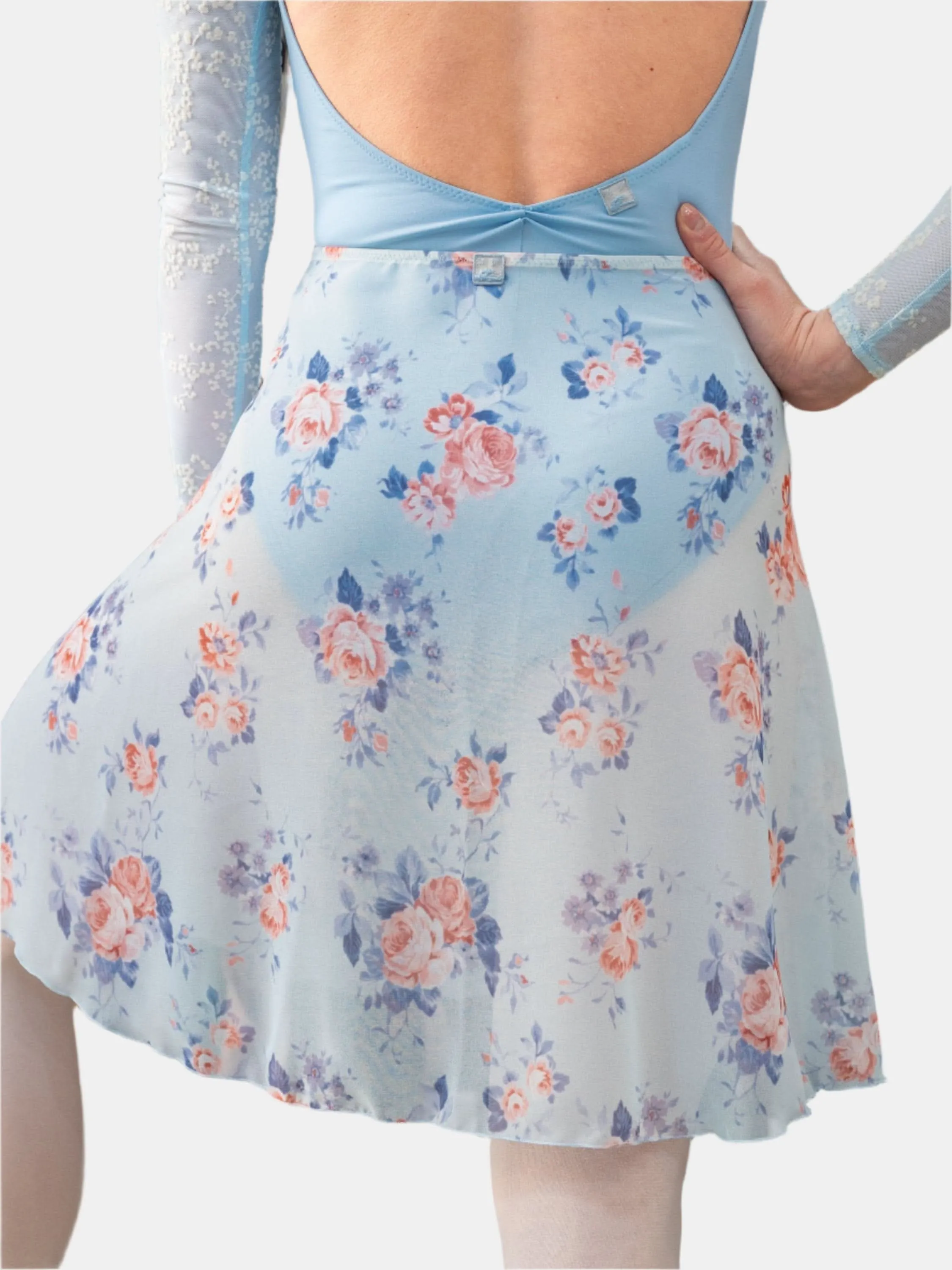 Floral Sky Blue Wrap Long Dance Skirt MP339