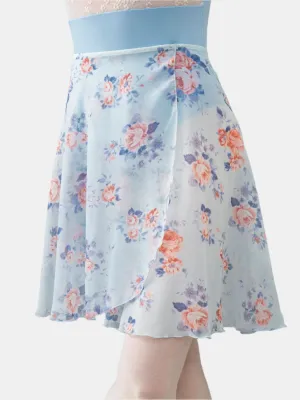 Floral Sky Blue Wrap Long Dance Skirt MP339
