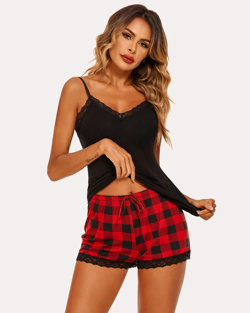 Floral Trim Cami Pajama Set