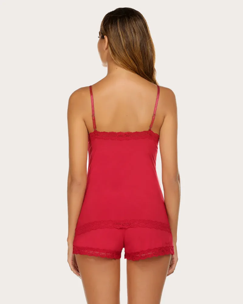 Floral Trim Cami Pajama Set