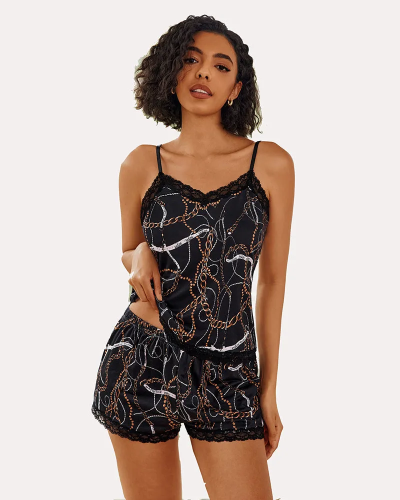 Floral Trim Cami Pajama Set