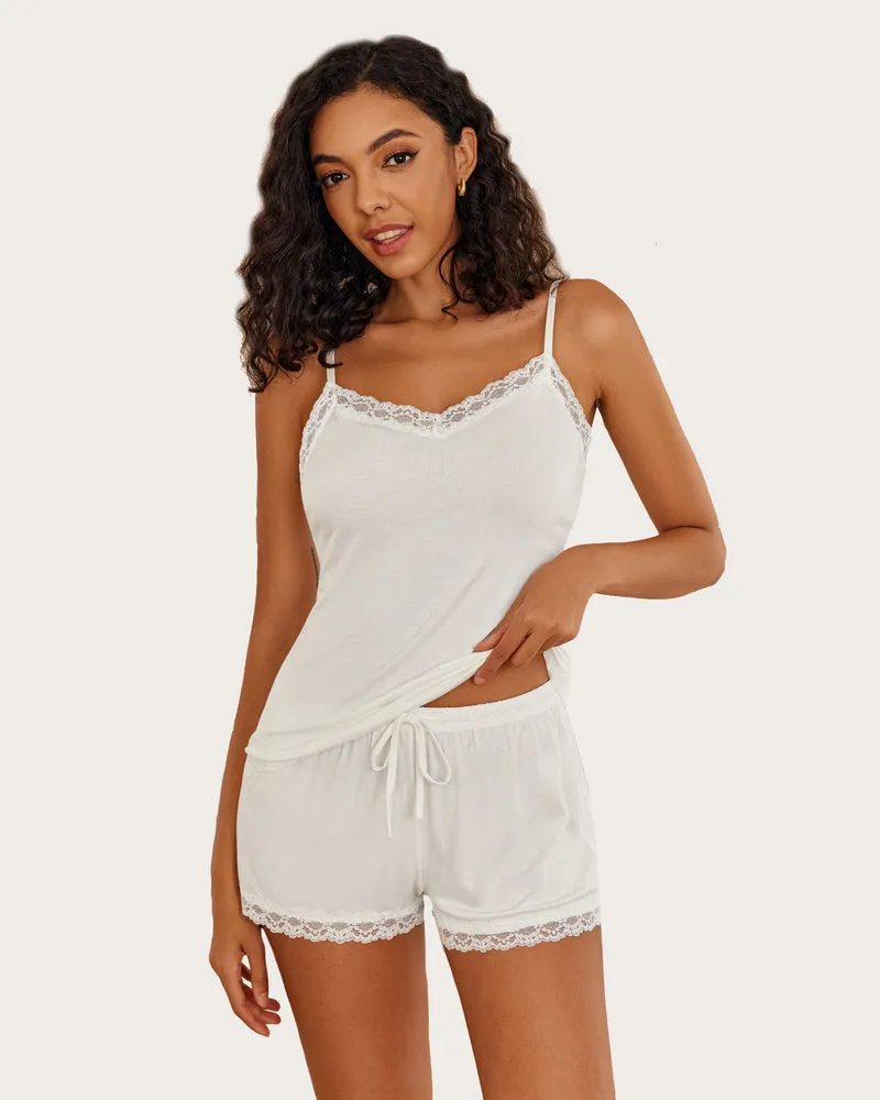 Floral Trim Cami Pajama Set