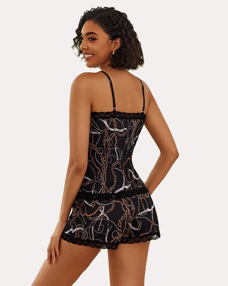 Floral Trim Cami Pajama Set