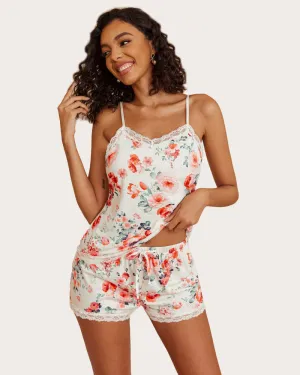 Floral Trim Cami Pajama Set