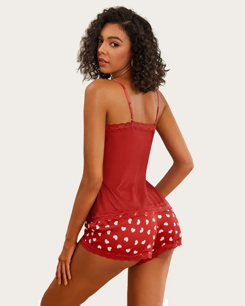 Floral Trim Cami Pajama Set