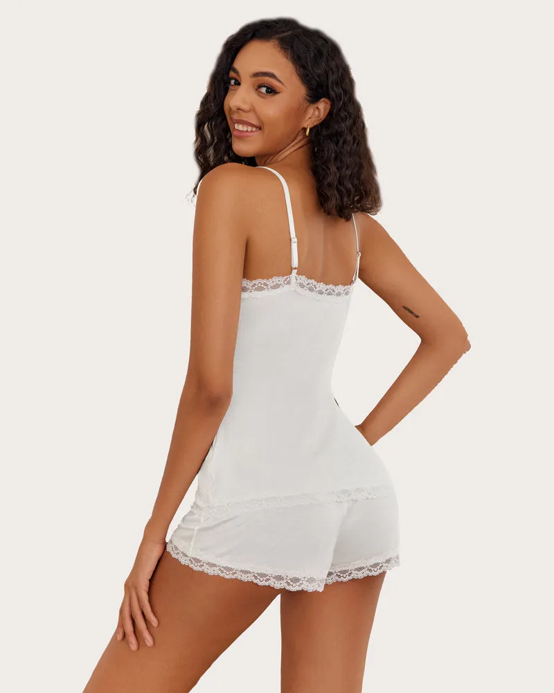 Floral Trim Cami Pajama Set