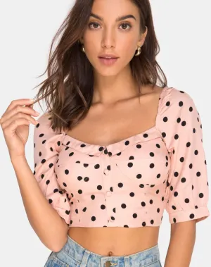 Flory Crop Top in New Polka Nude