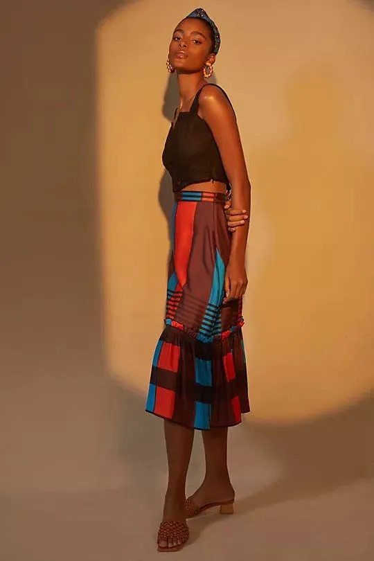 Street Vibe Reinforced Hems Flounced Midi Skirt