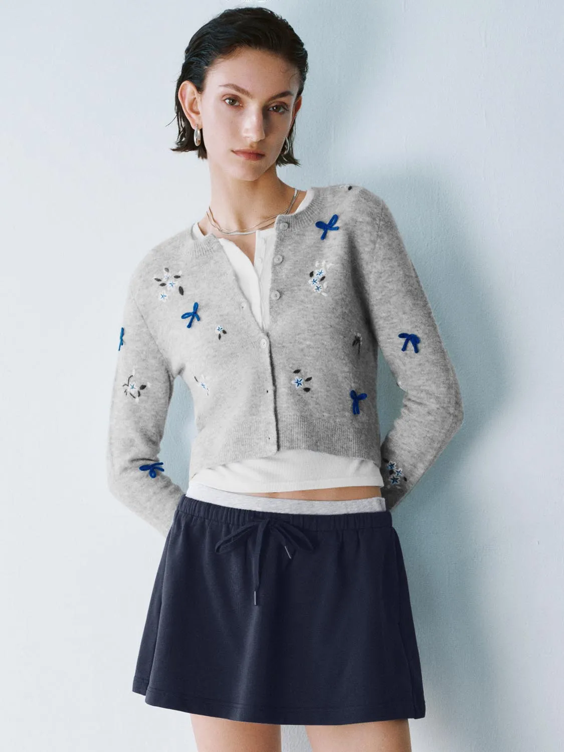 Flower Decor Knitted Cardigans