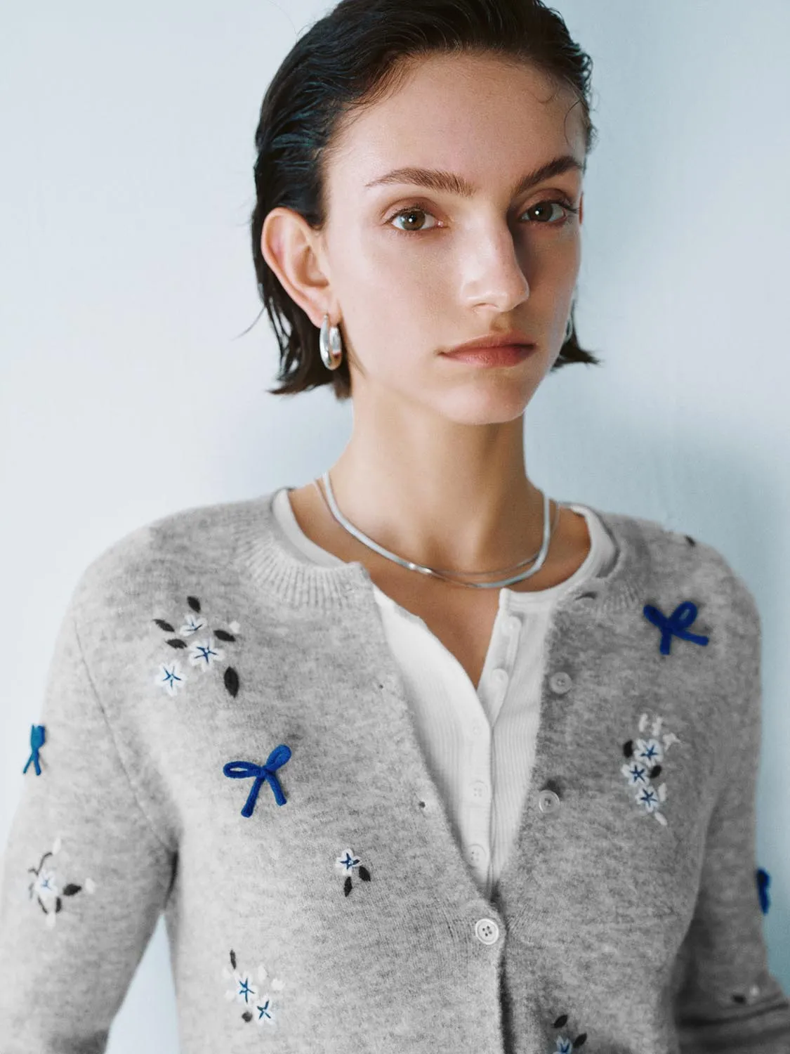 Flower Decor Knitted Cardigans