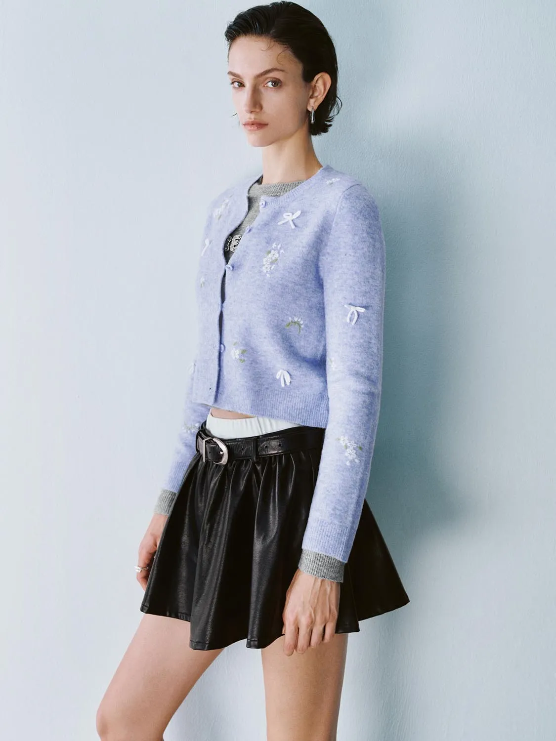 Flower Decor Knitted Cardigans