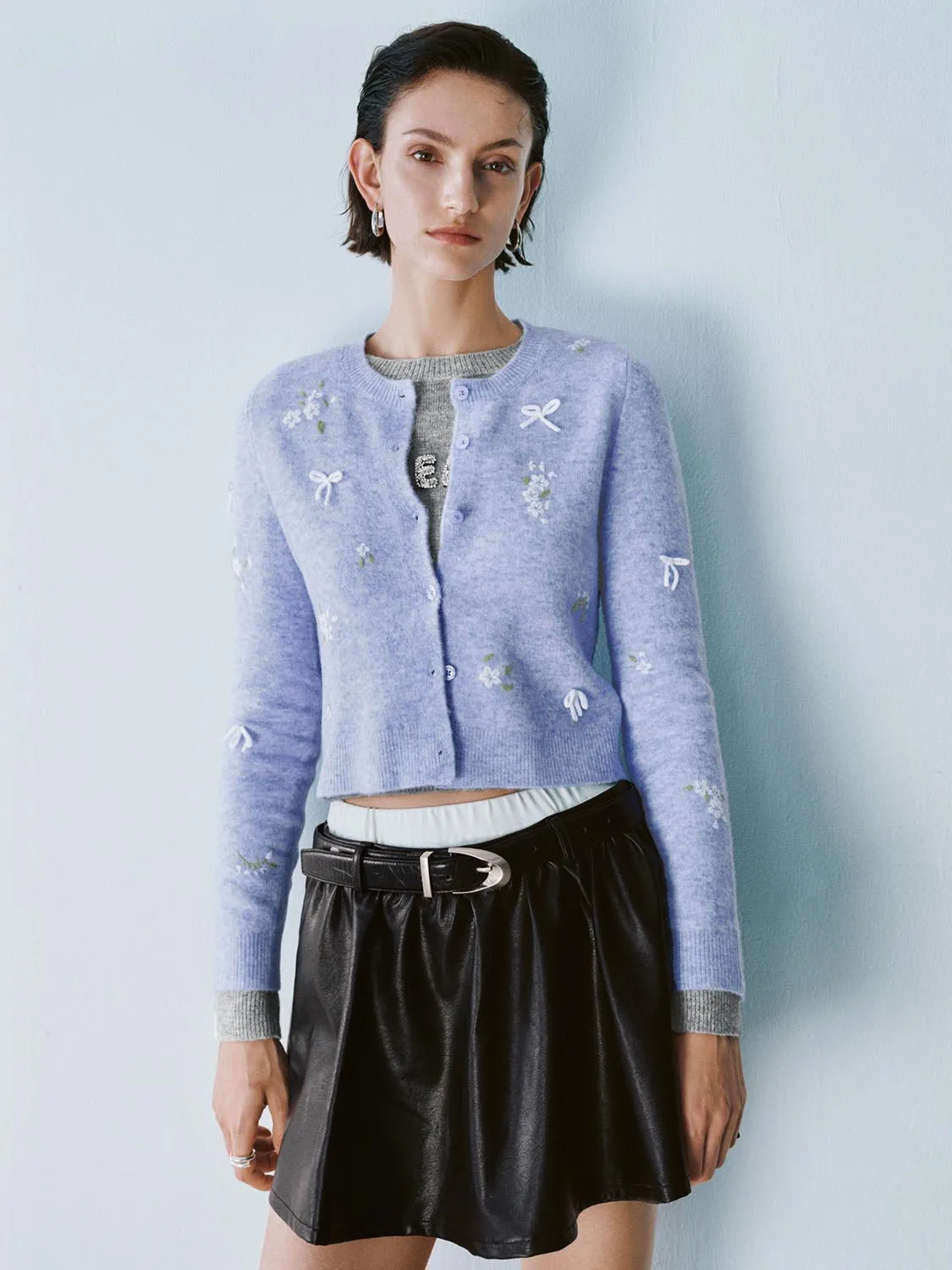 Flower Decor Knitted Cardigans
