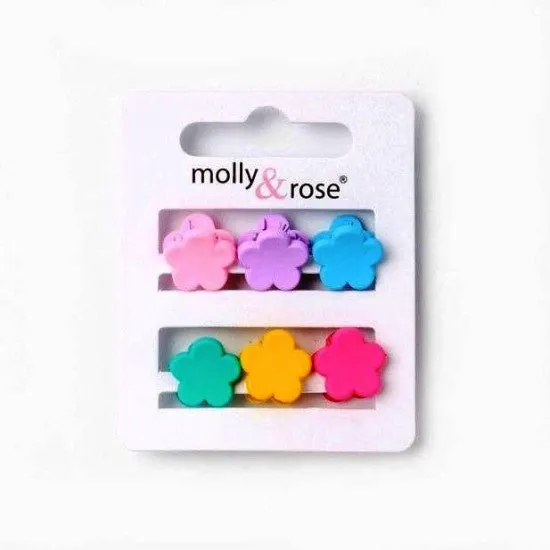 Flower Mini Hair Clips - 6 pack
